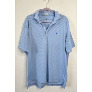 johnnie-O Hangin' Out Colter Polo Shirt Men's XL Blue White Stripe Stretch Golf